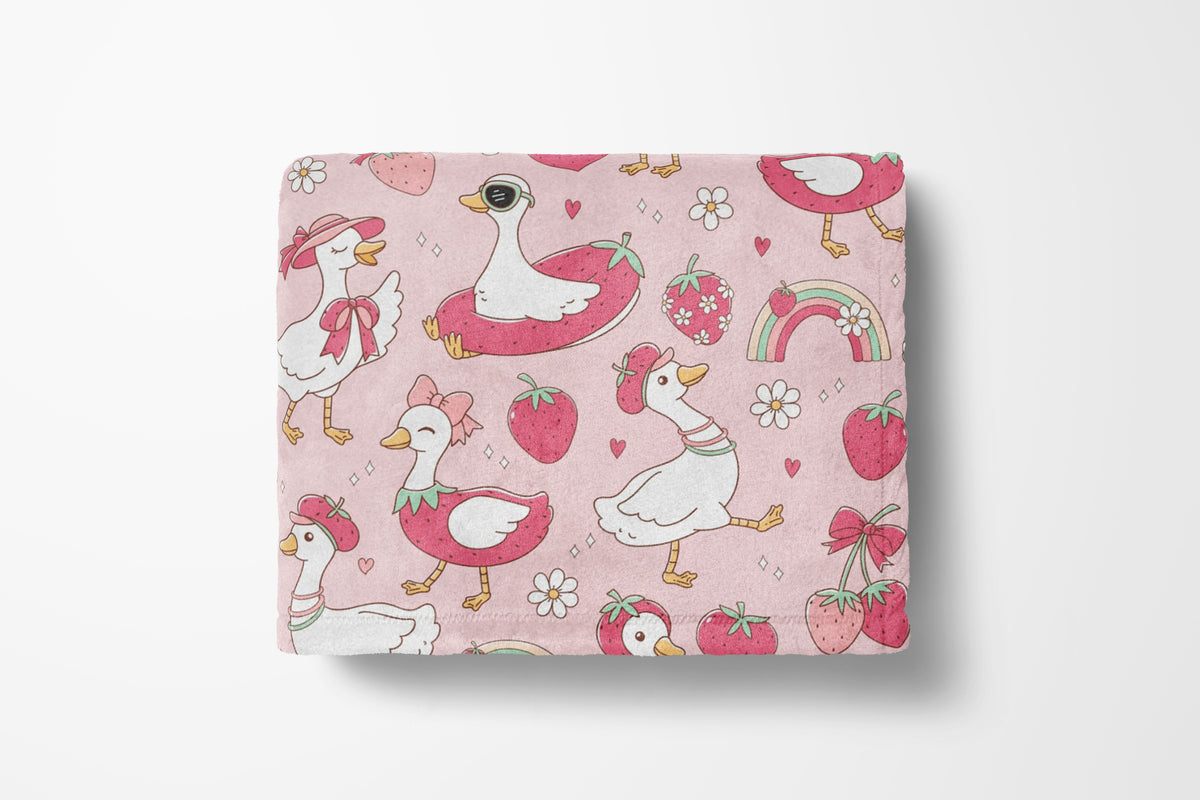 pink silly goose baby and kids blanket, light weight plush, baby 30 inches x 40 inches, pink, home decor