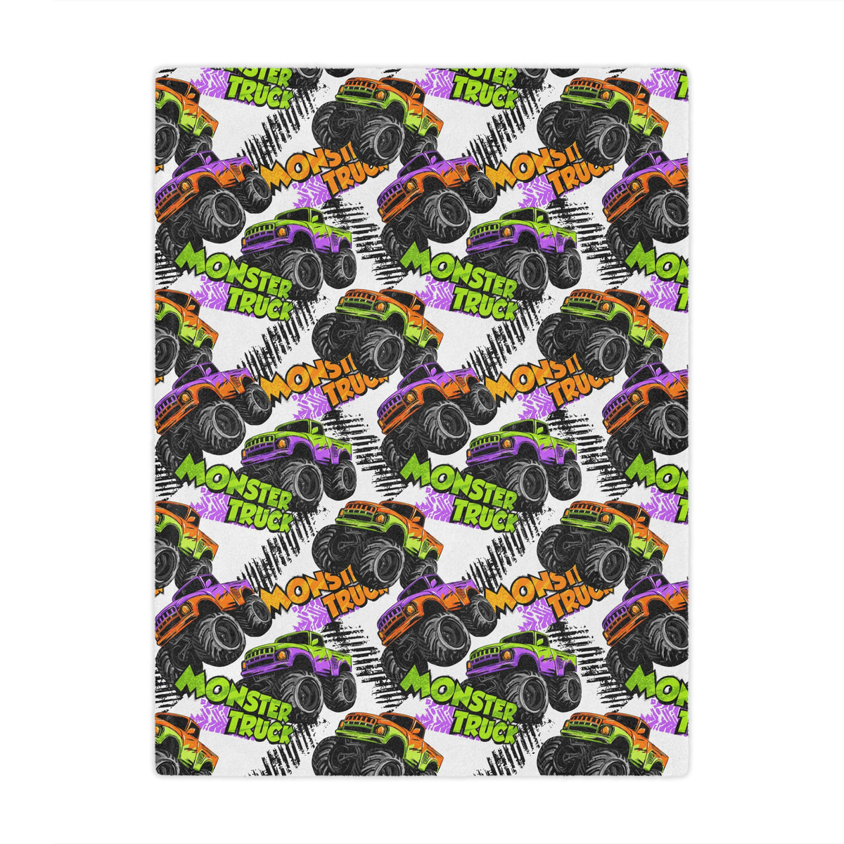 monster truck baby and kids blanket, light weight plush, kids 50 inches x 60 inches, home decor