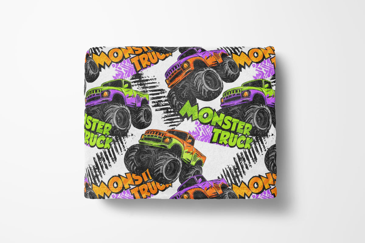 monster truck baby and kids blanket, light weight plush, baby 30 inches x 40 inches, home decor