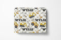 personalized truck baby and kids blanket, light weight plush, baby 30 inches x 40 inches, yellow, home decor