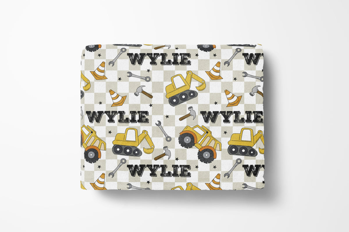 personalized truck baby and kids blanket, light weight plush, baby 30 inches x 40 inches, yellow, home decor