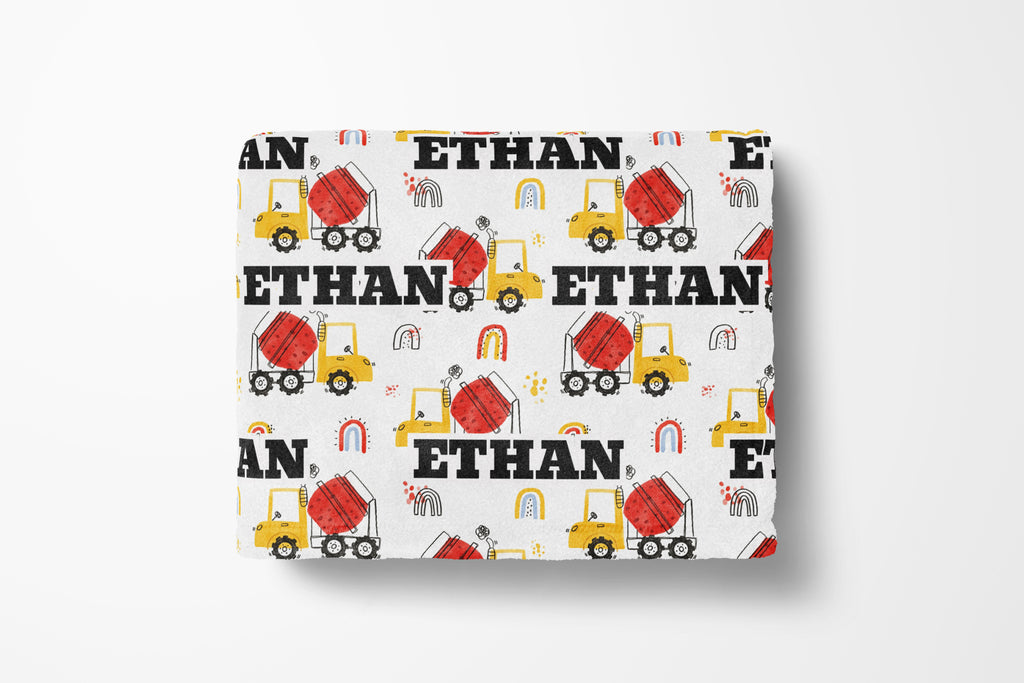 Personalized Construction Rainbow Baby and Kids Blanket