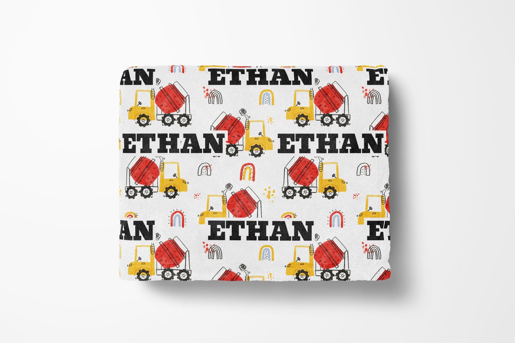 Personalized Construction Rainbow Baby and Kids Blanket
