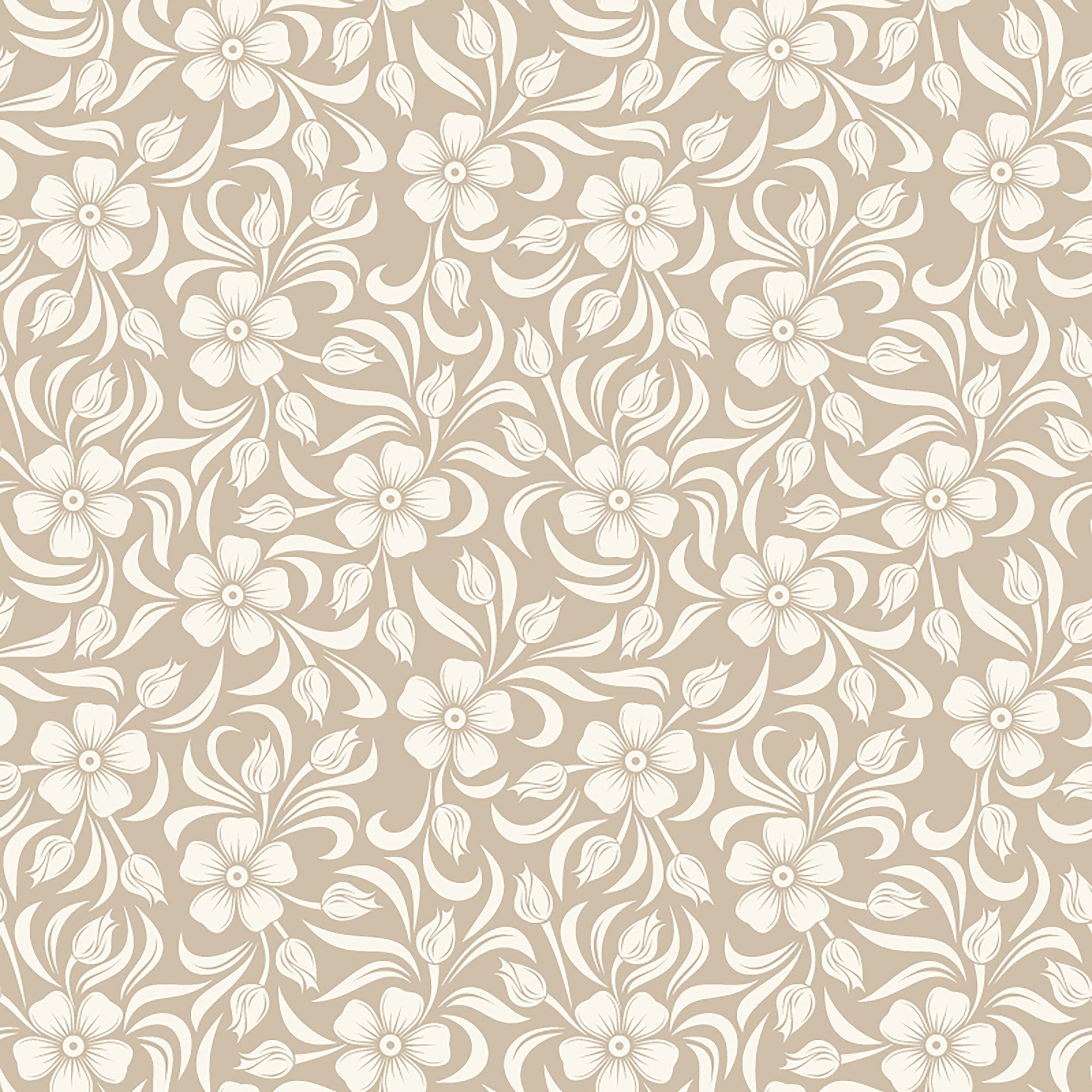 Beige Floral Damask