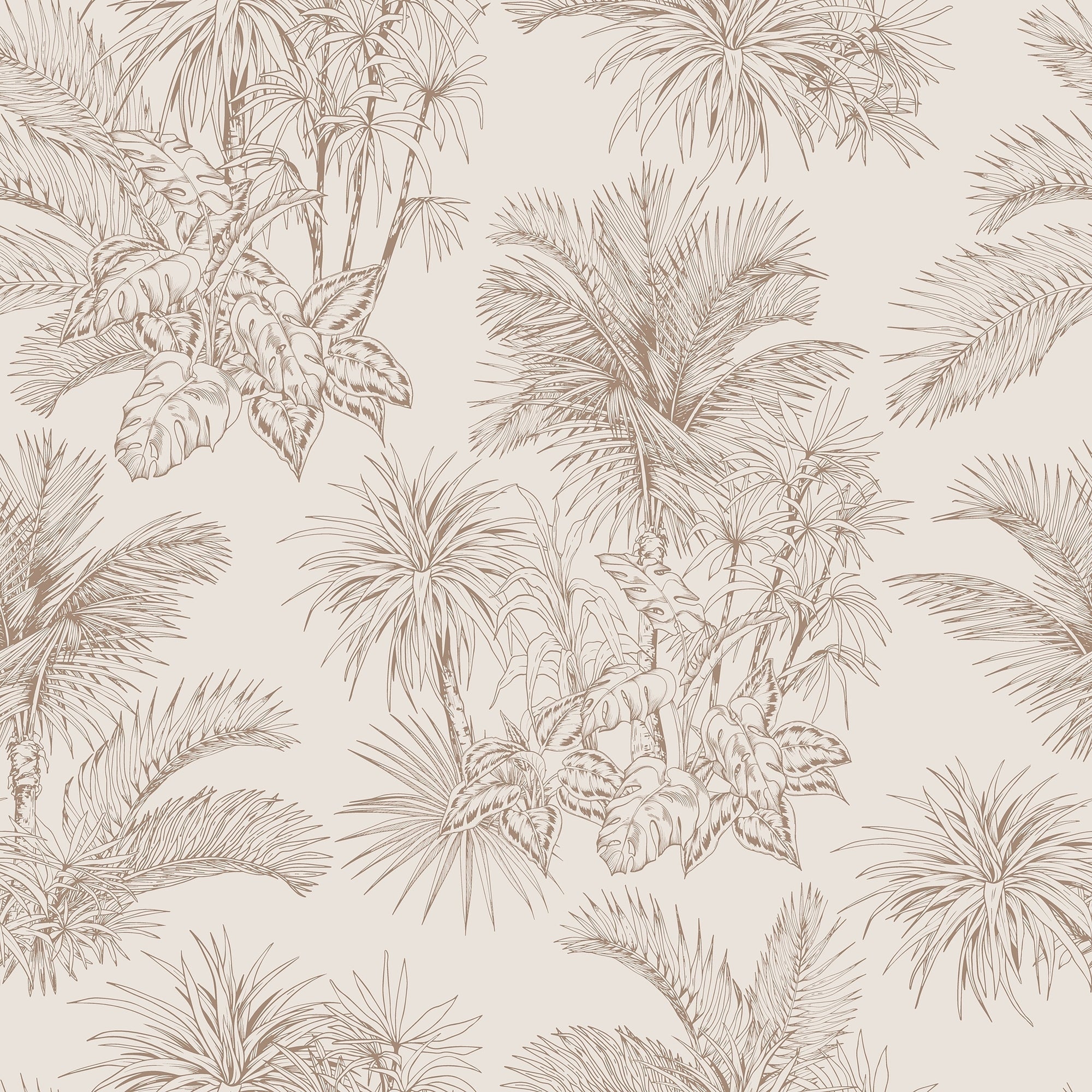 Beige Tropical Palm Wallpaper