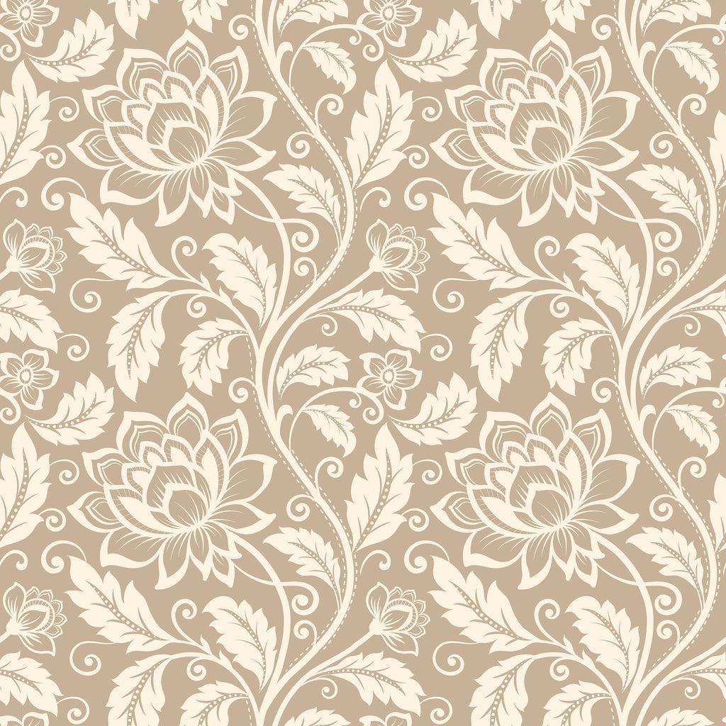 Beige Floral Damask