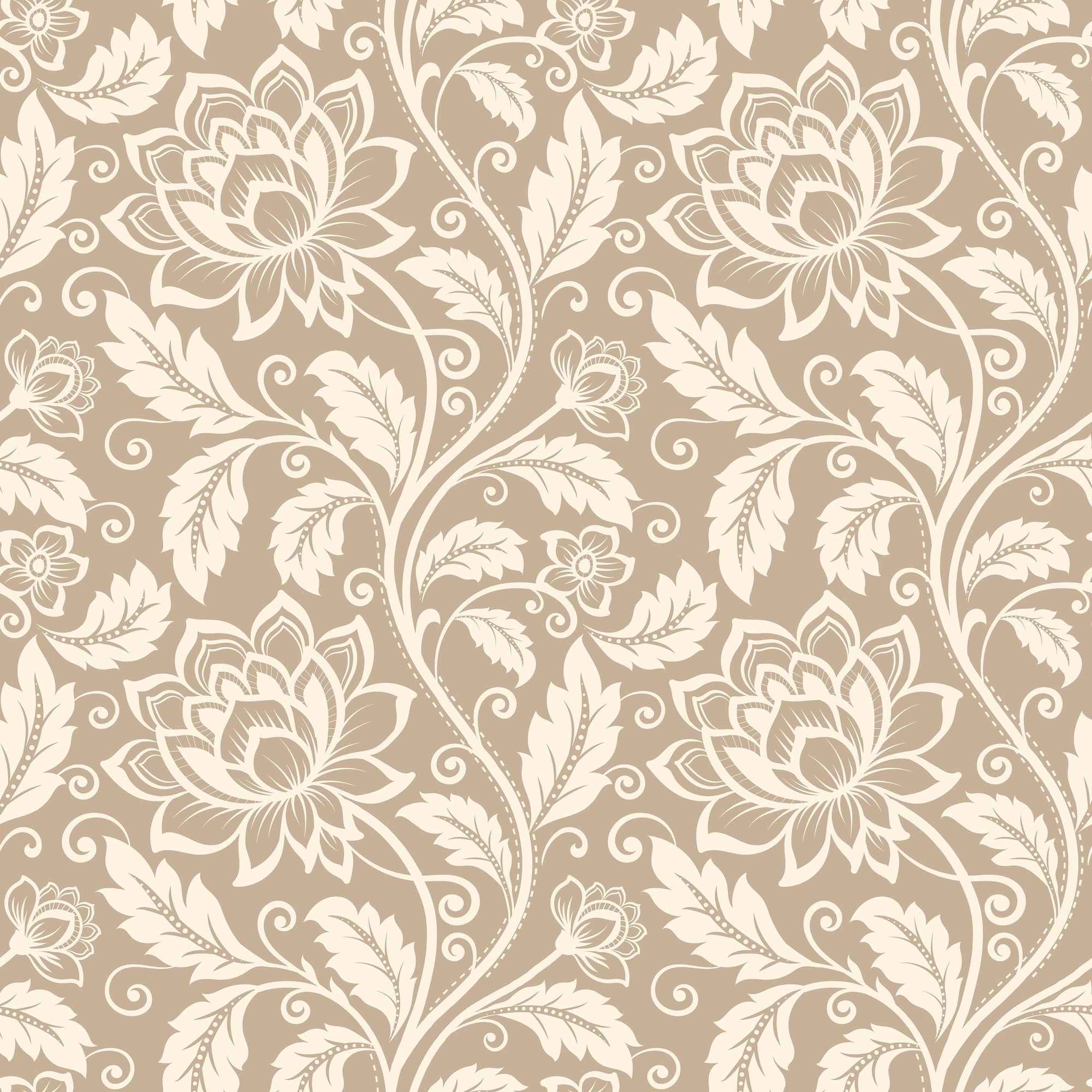 Beige Floral Damask