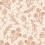 Beige with Rust Red Floral Wallpaper