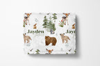 Personalized Woodland Animal Baby Name Custom Blanket Gift Idea For Baby Newborn & Kids