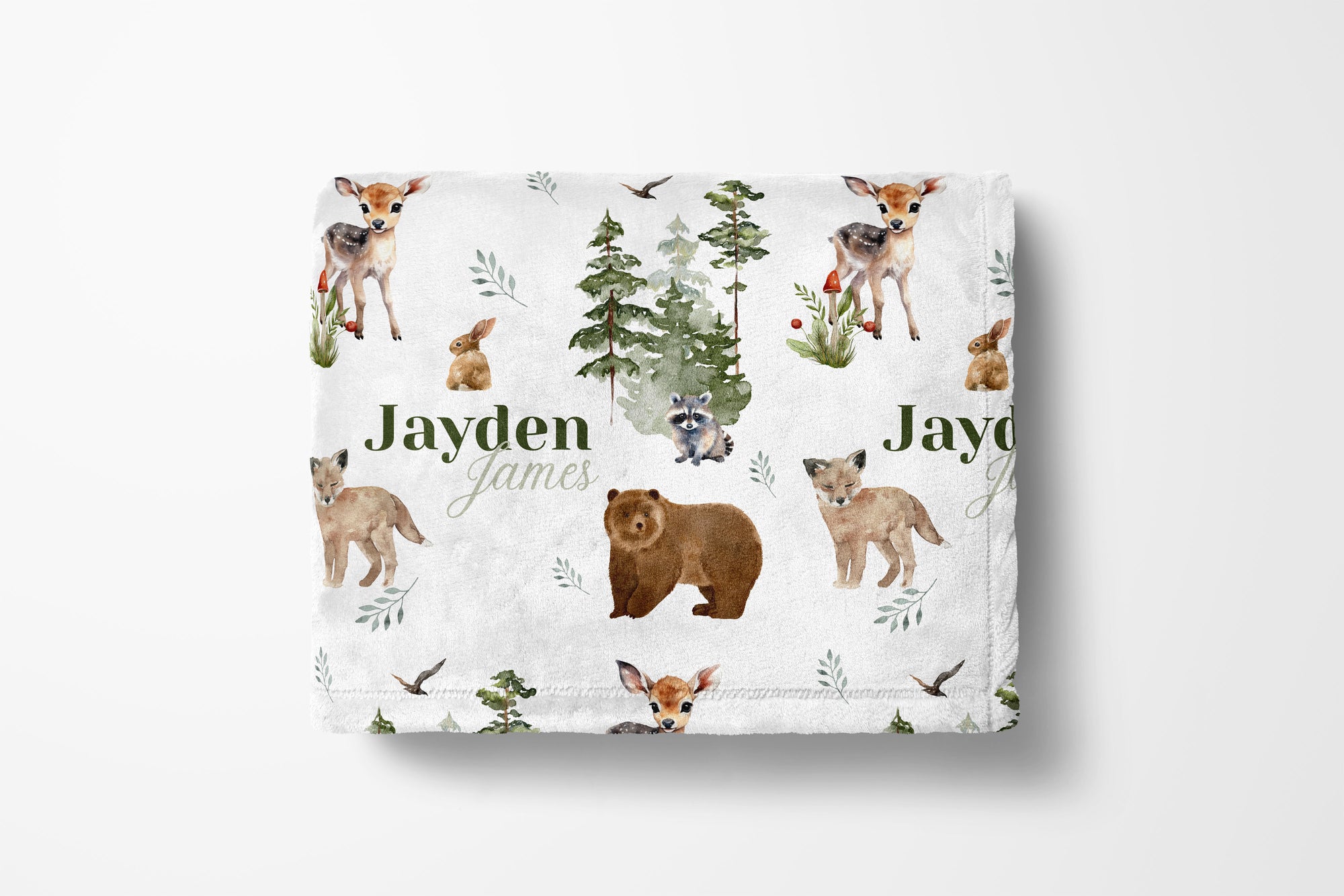 Personalized Woodland Animal Baby Name Custom Blanket Gift Idea For Baby Newborn & Kids