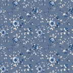 Blue Floral Damask Toile Wallpaper