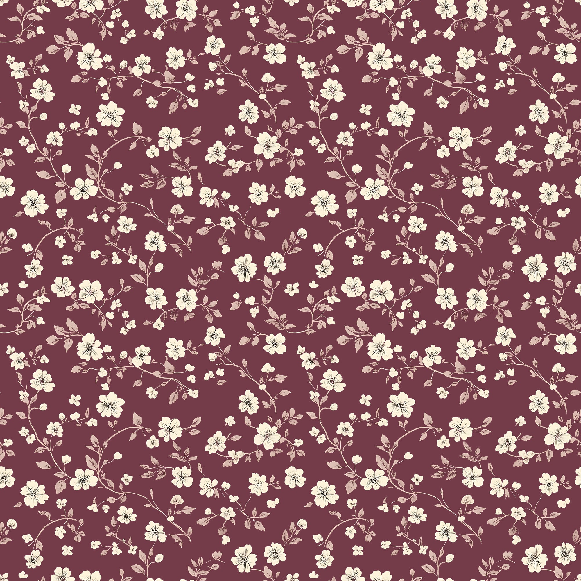 Burgundy Floral Wallpaper