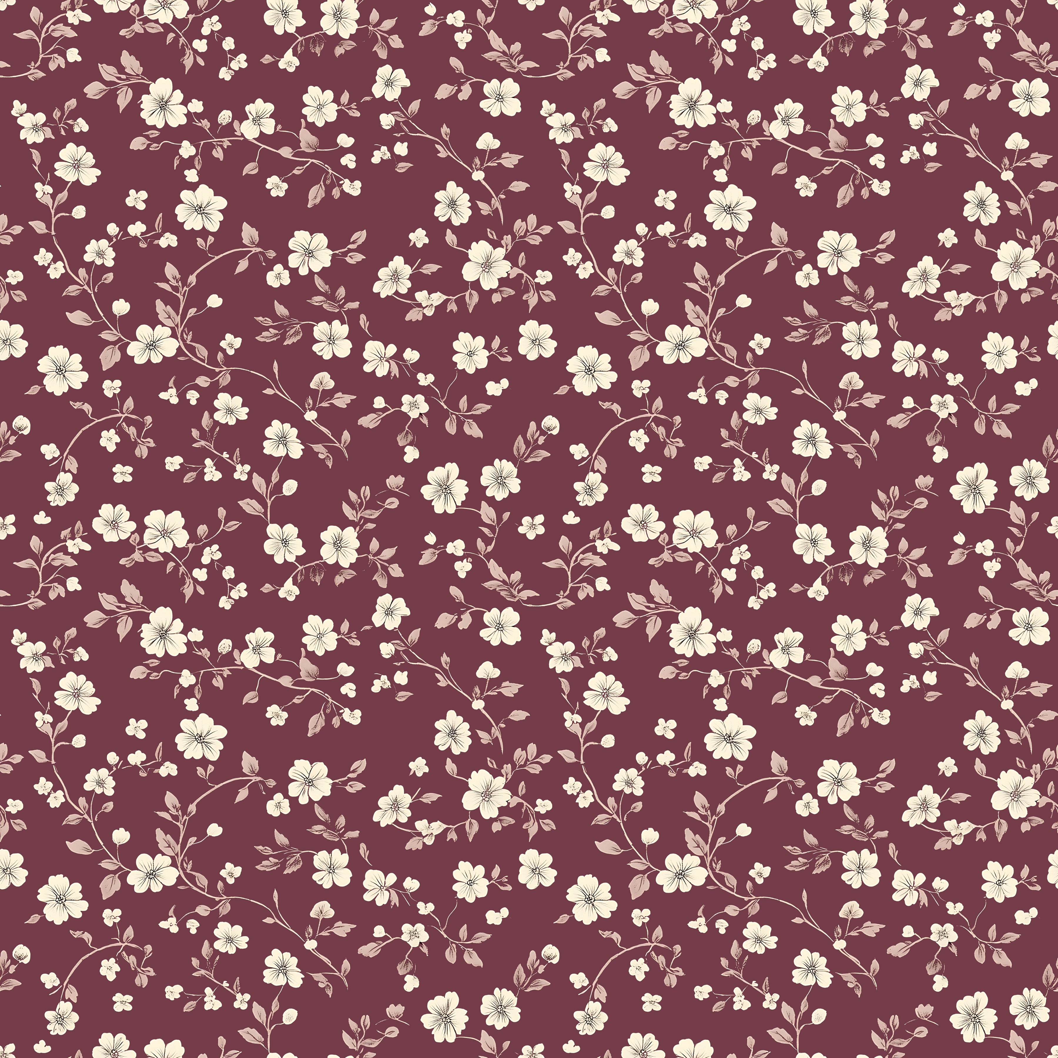 Burgundy Floral Wallpaper