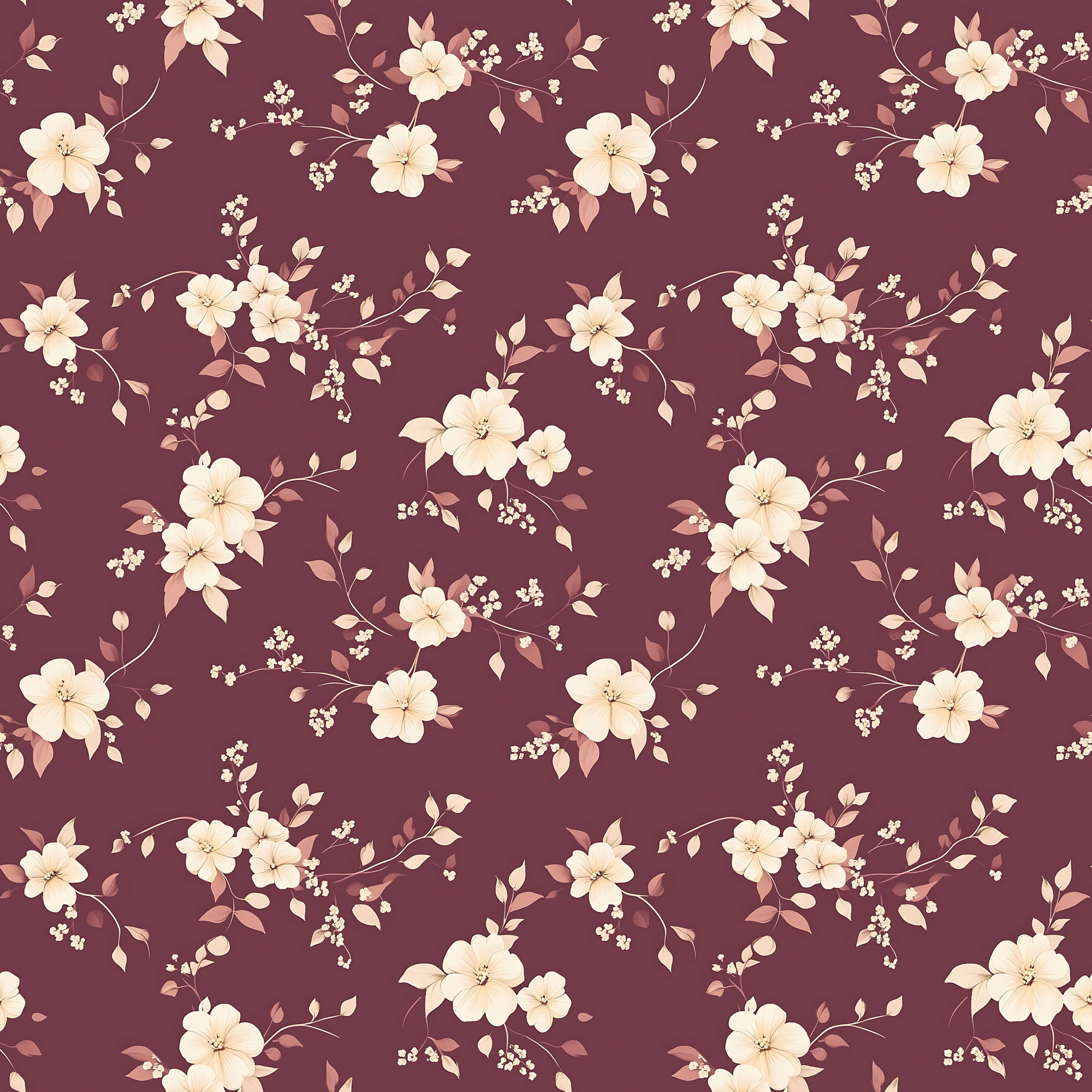 Burgundy Floral Wallpaper