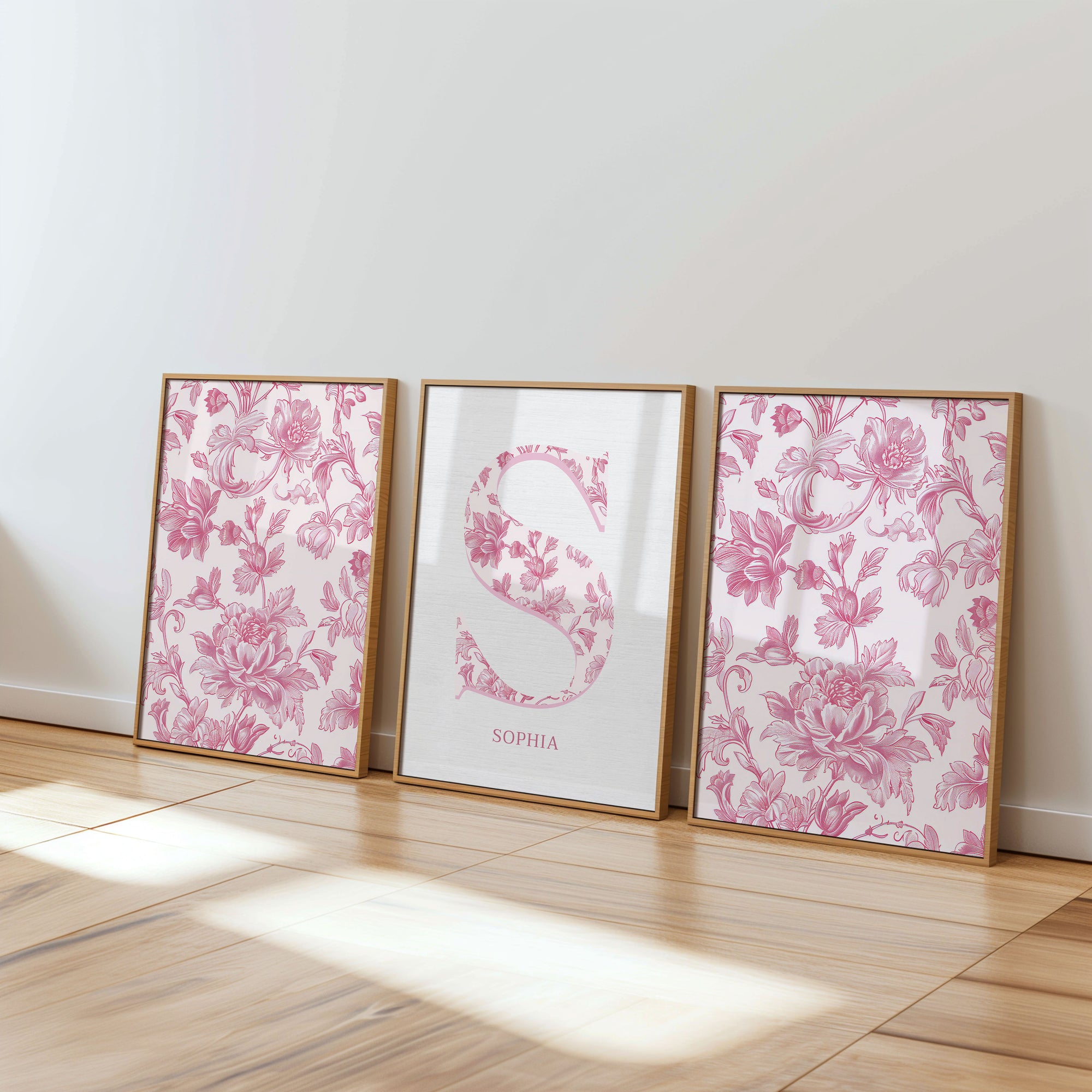 Custom Name Floral Art Print - Set of 3