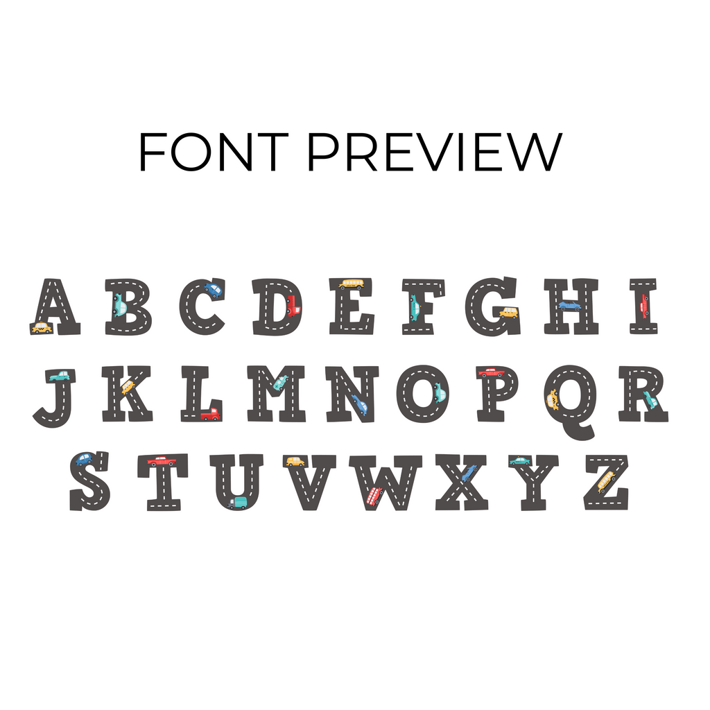 Custom Name Cars Font Wall Decal