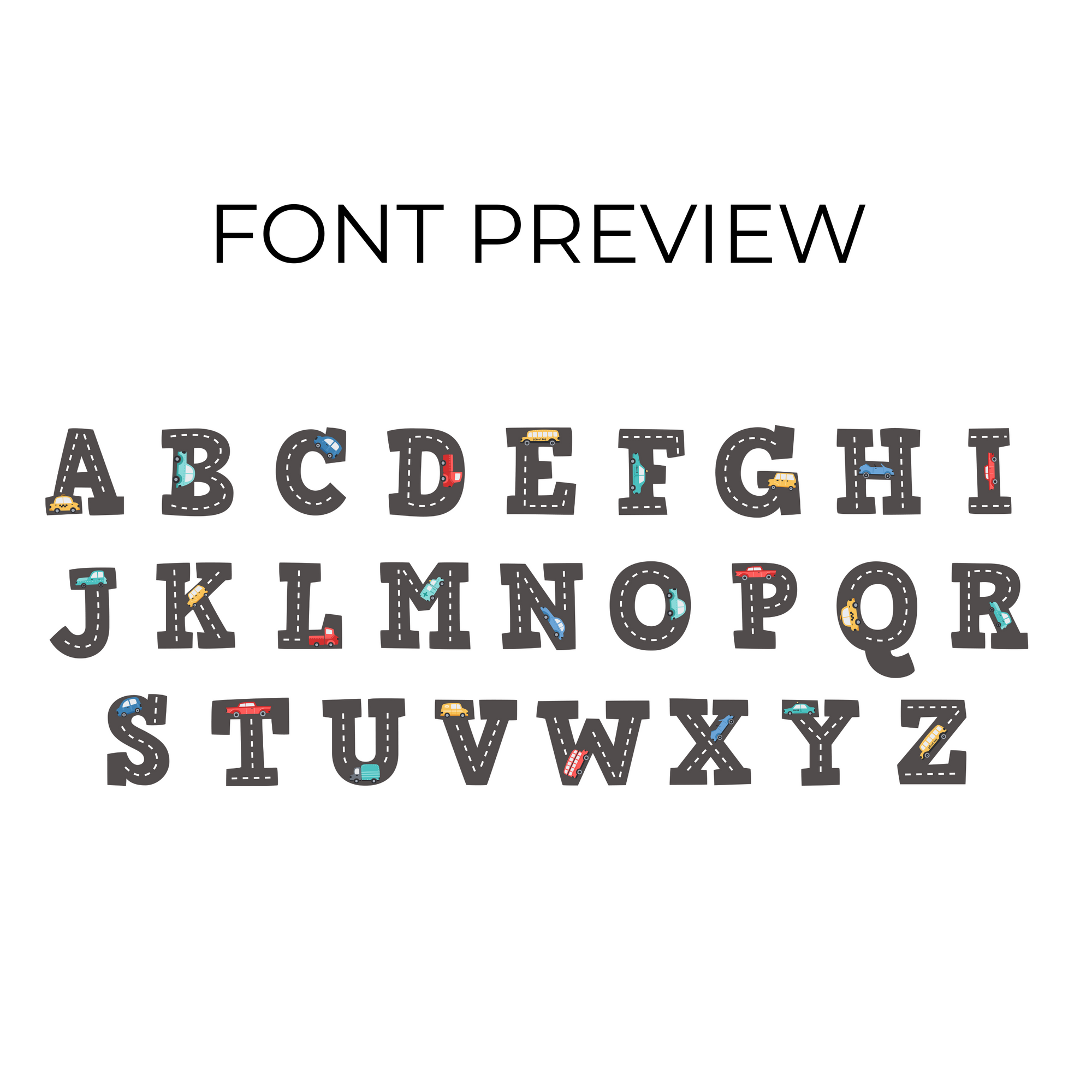 Custom Name Cars Font Wall Decal