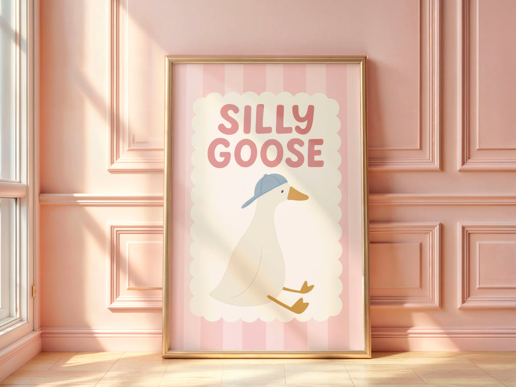 silly goose art print, poster, 8 inches x 10 inches, home decor