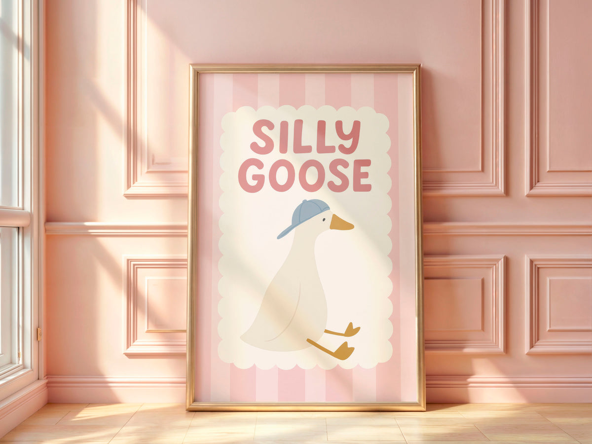 silly goose art print, poster, 8 inches x 10 inches, home decor