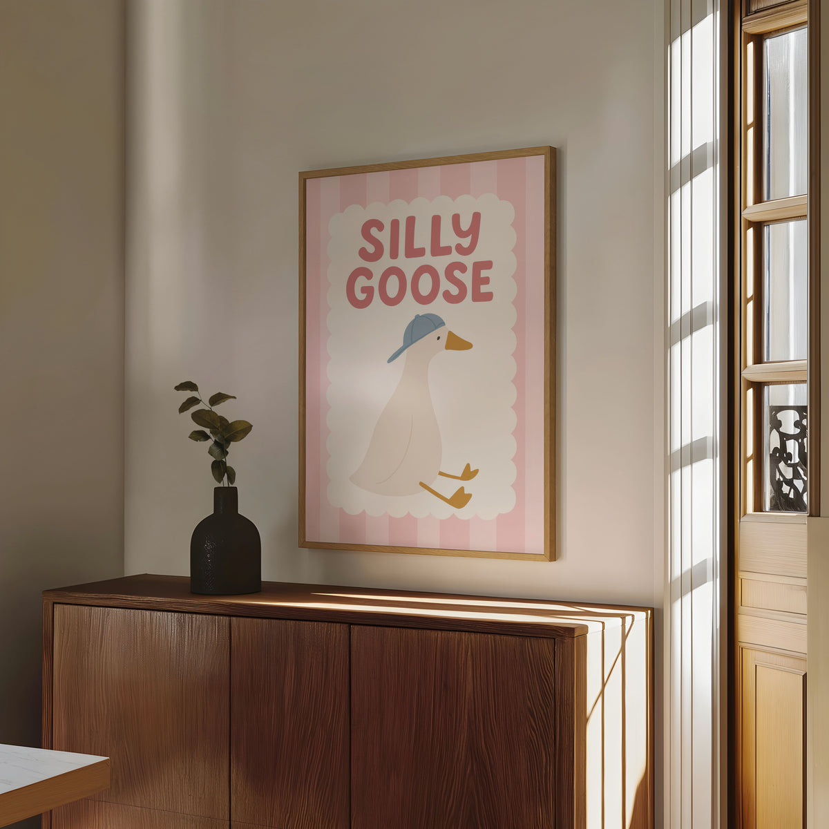 silly goose art print, poster, 12 inchesx 16 inches, home decor