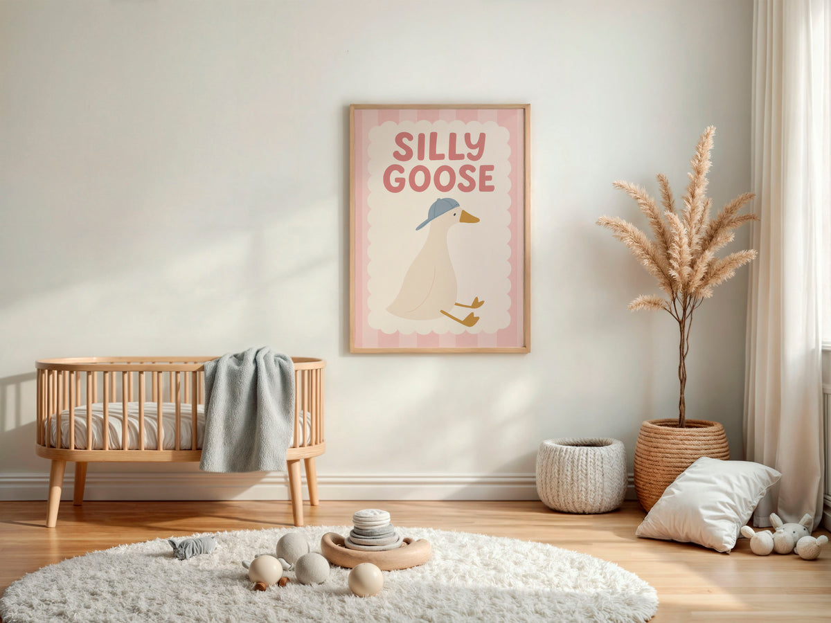 silly goose art print, poster, 18 inches x 24 inches, home decor