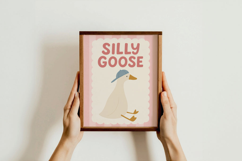 silly goose art print, canvas, 8 inches x 10 inches, home decor