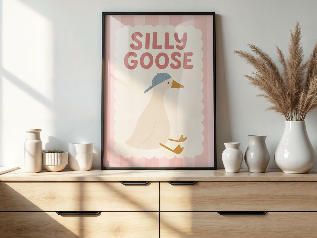 silly goose art print, canvas, 12 inchesx 16 inches, home decor