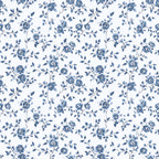 Blue Toile Floral Wallpaper
