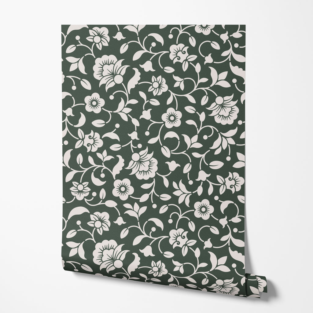 Evergreen Floral Wallpaper