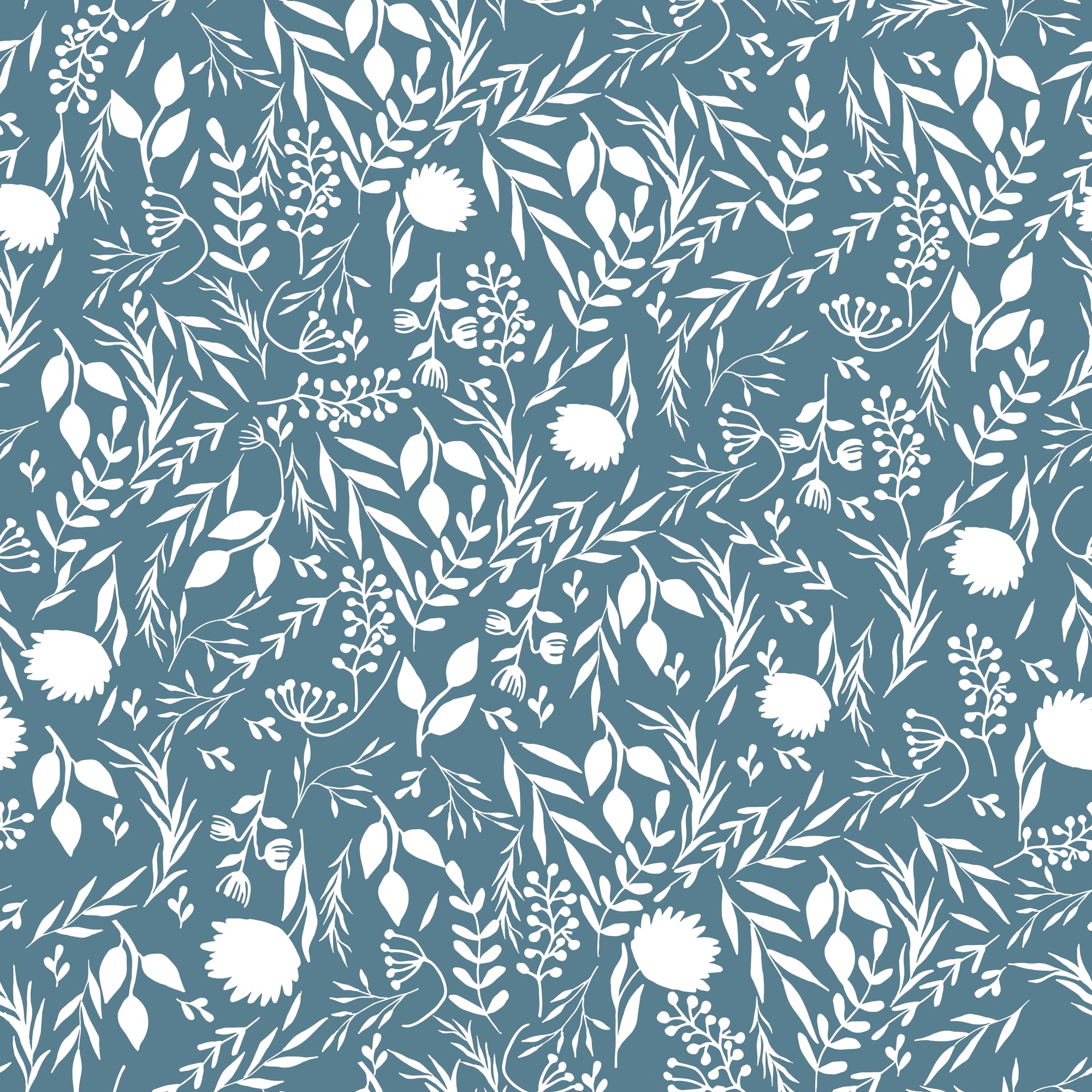 Blue Floral Silhouette Wallpaper