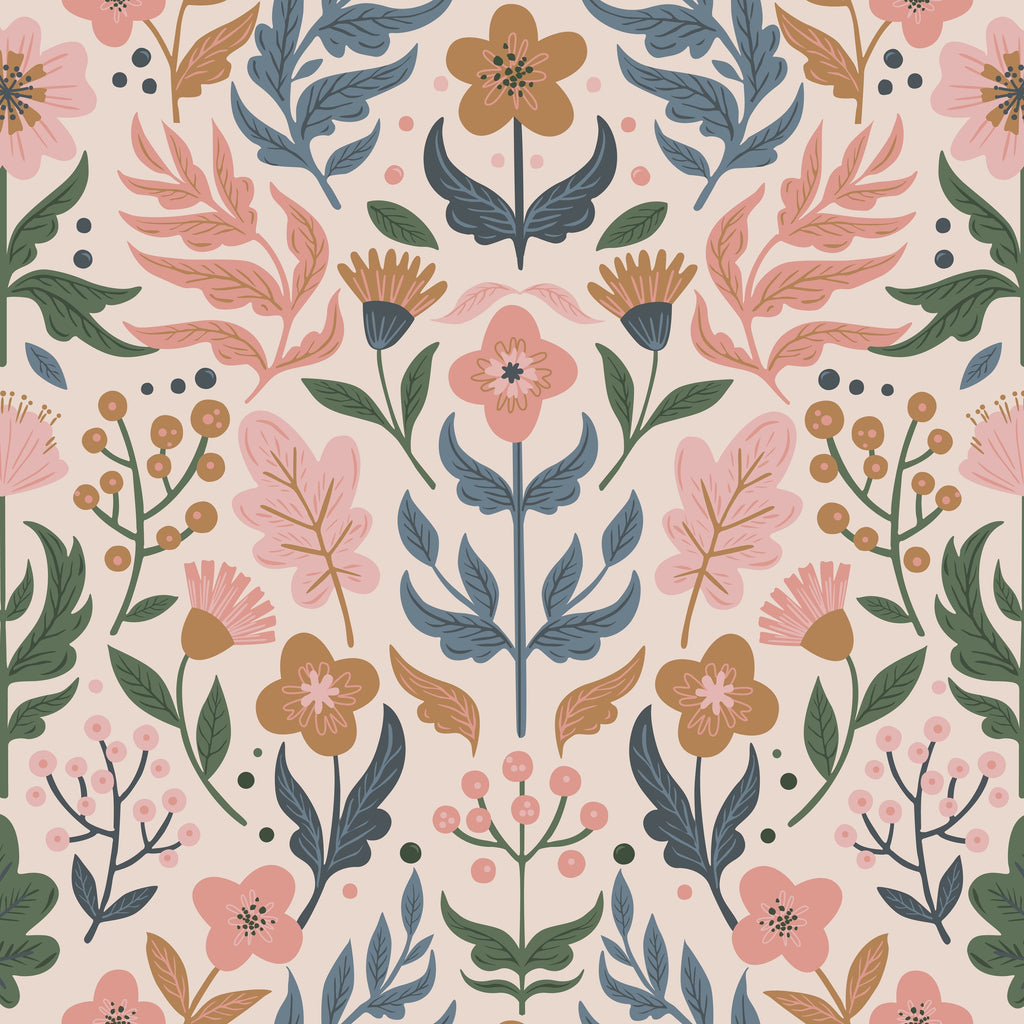 Folk Floral Wallpaper