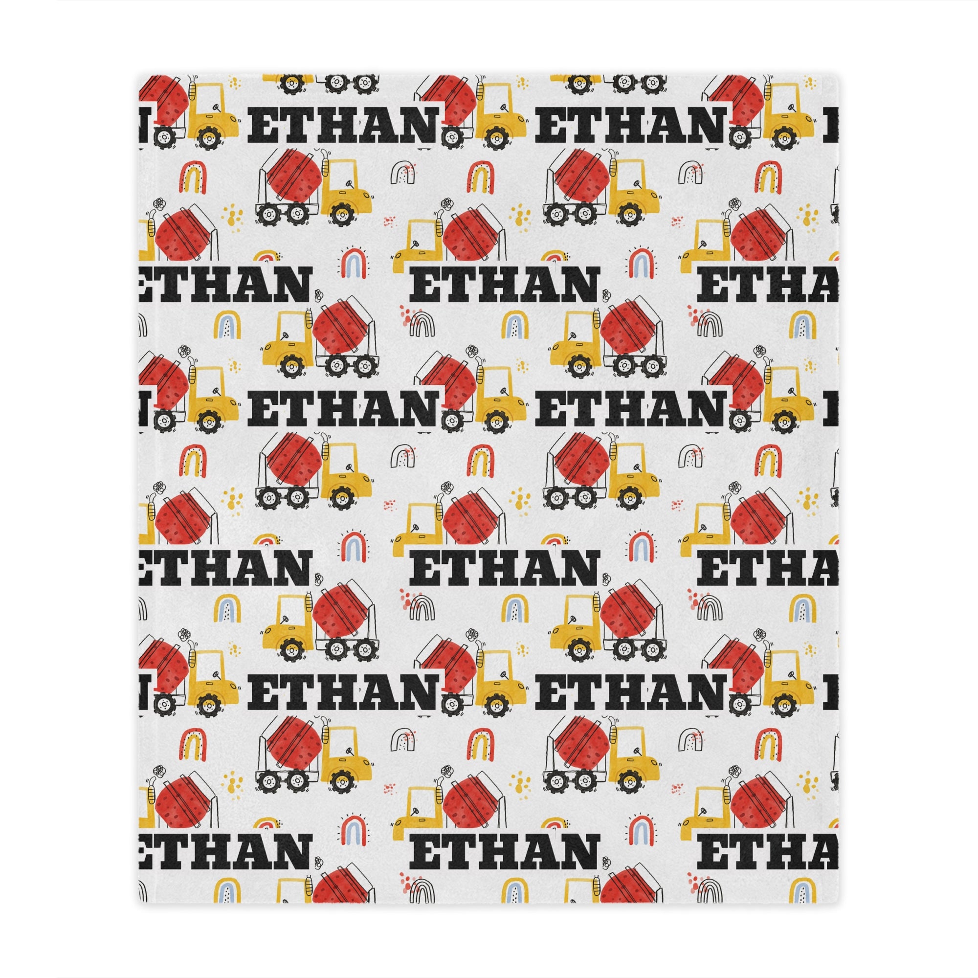 Personalized Construction Rainbow Baby and Kids Blanket