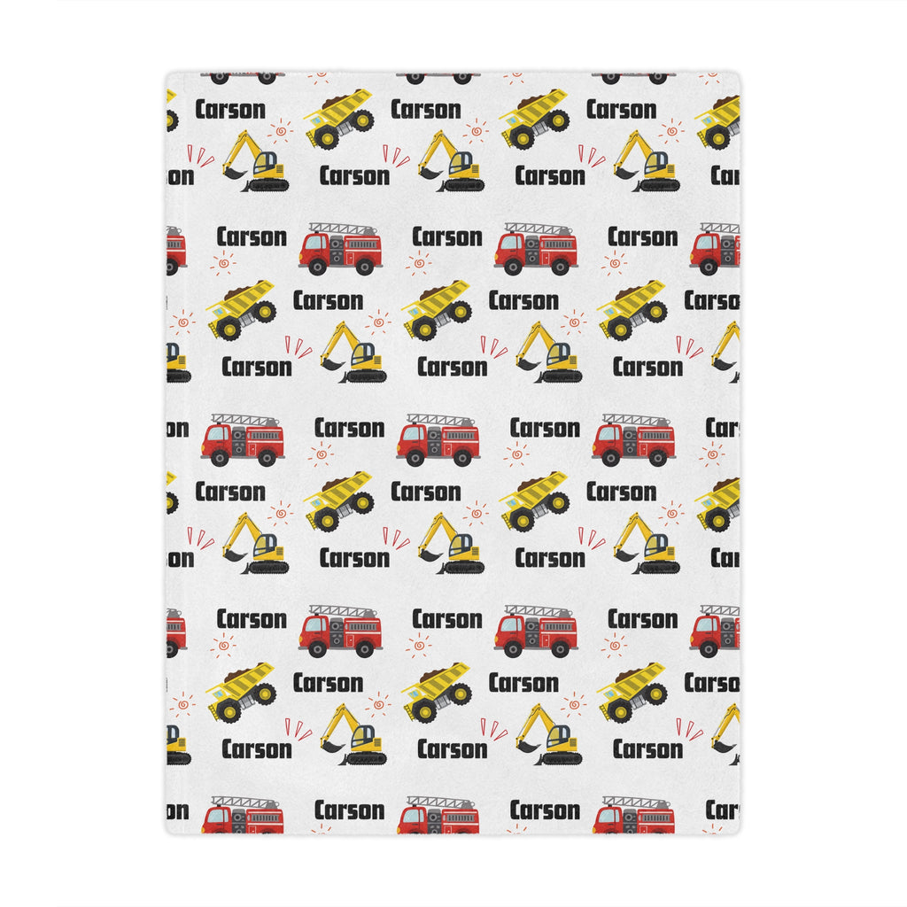 Personalized Kids’ Construction Themed Blanket, Cozy Baby Gift, Nursery Kids Blanket