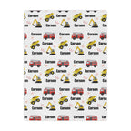 Personalized Kids’ Construction Themed Blanket, Cozy Baby Gift, Nursery Kids Blanket