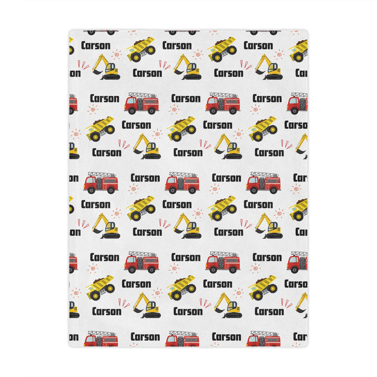 personalized kids’ construction themed blanket, cozy baby gift, nursery kids blanket, light weight plush, kids 50 inches x 60 inches, home decor