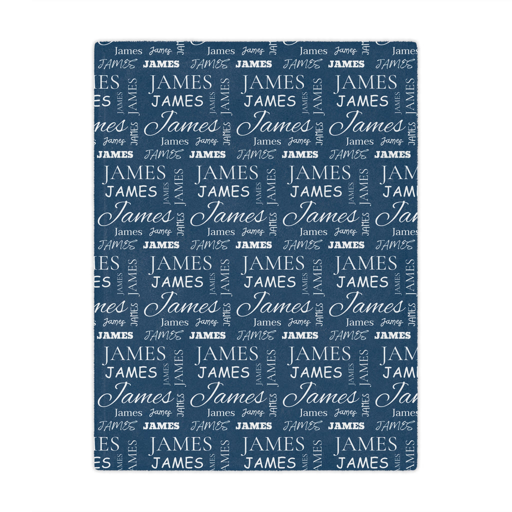 Personalized Multi-Name Blue Blanket