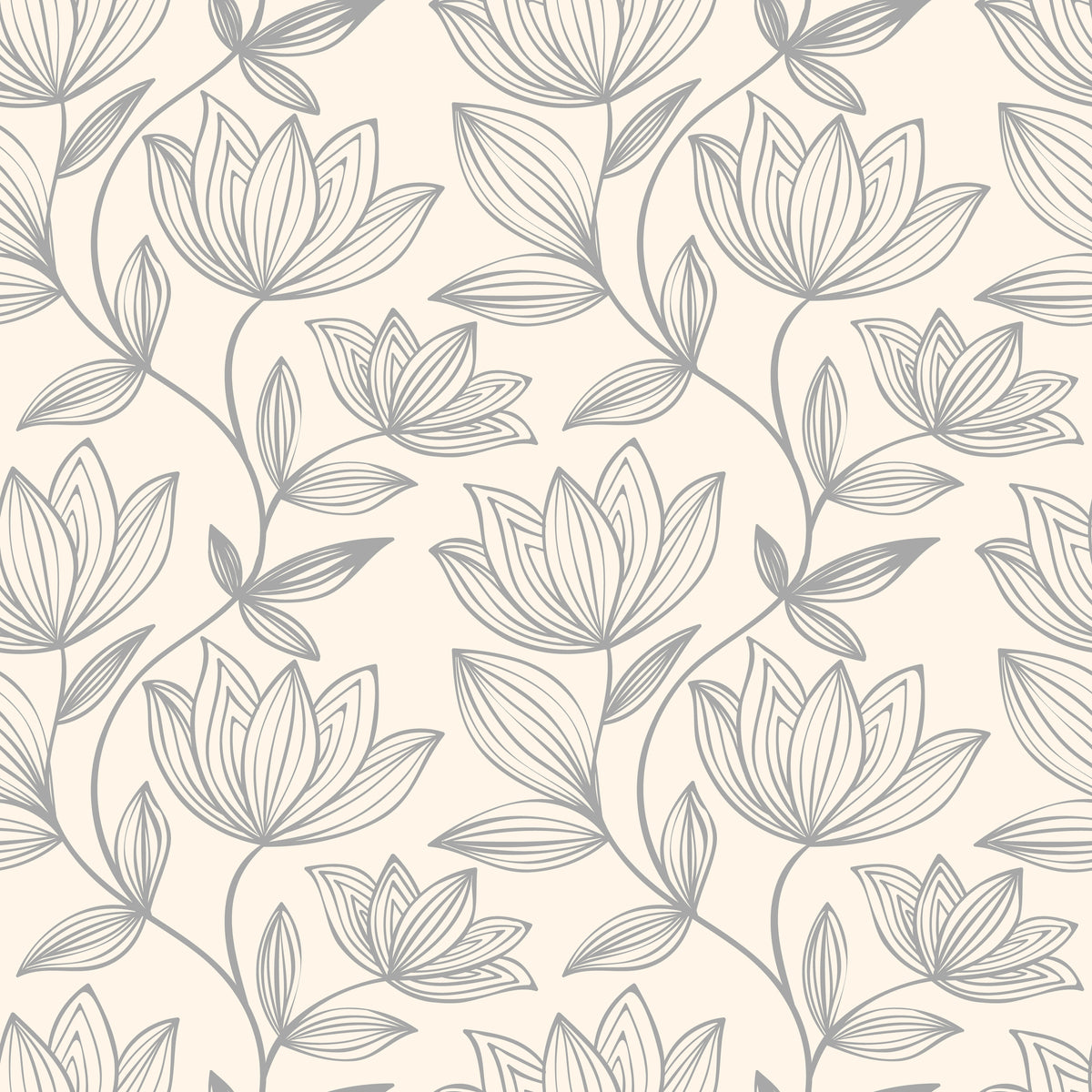 Gray Floral Wallpaper