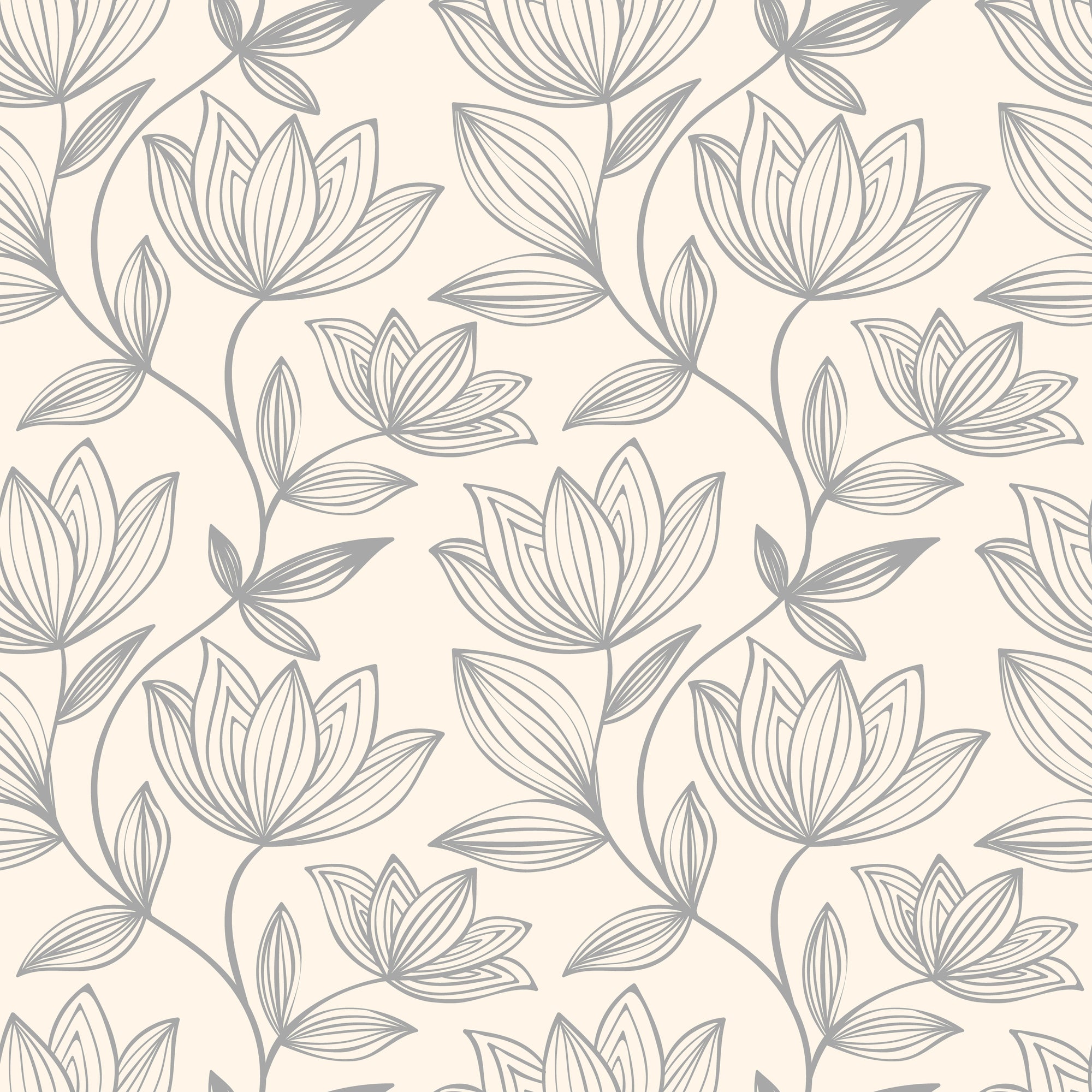 Gray Floral Wallpaper