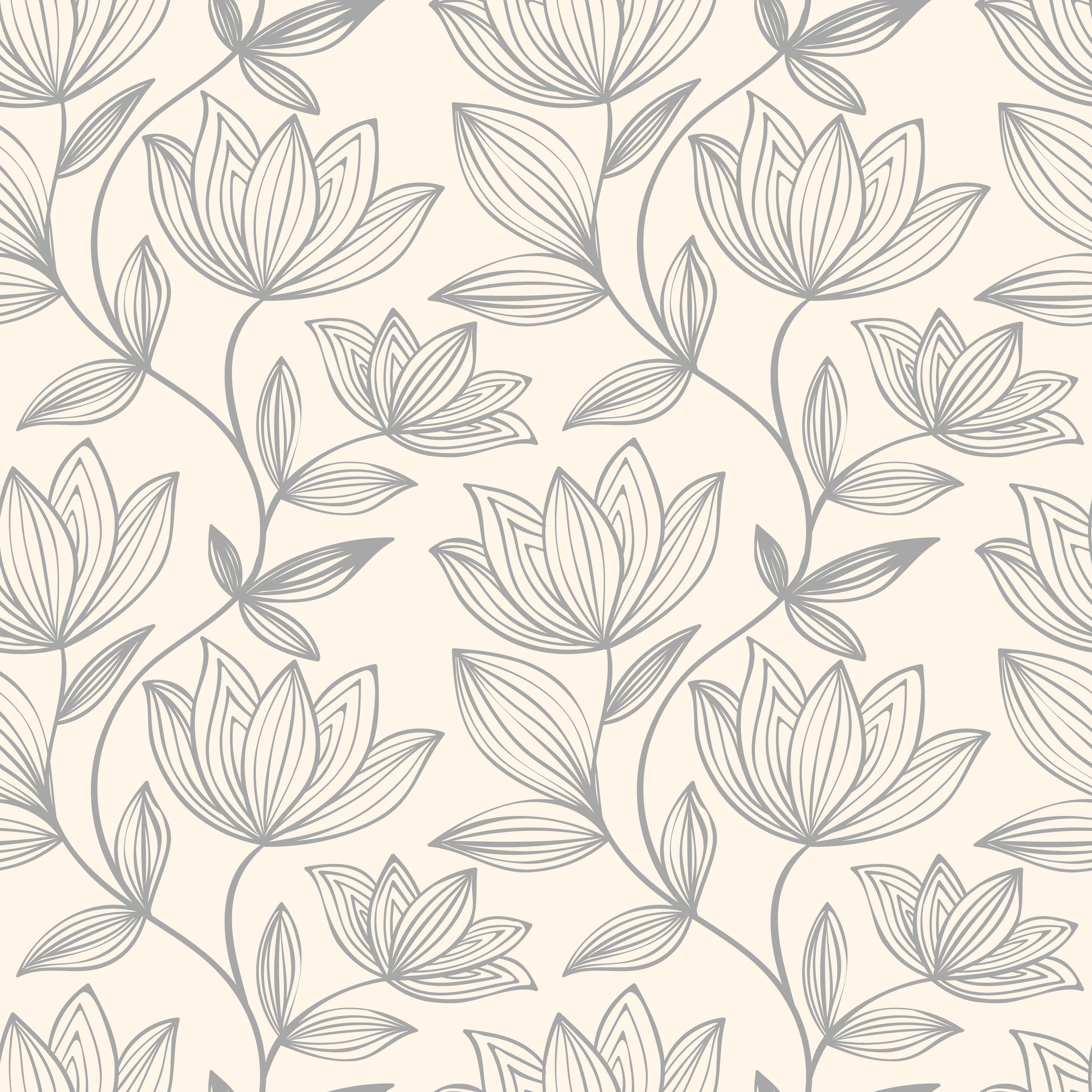 Gray Floral Wallpaper