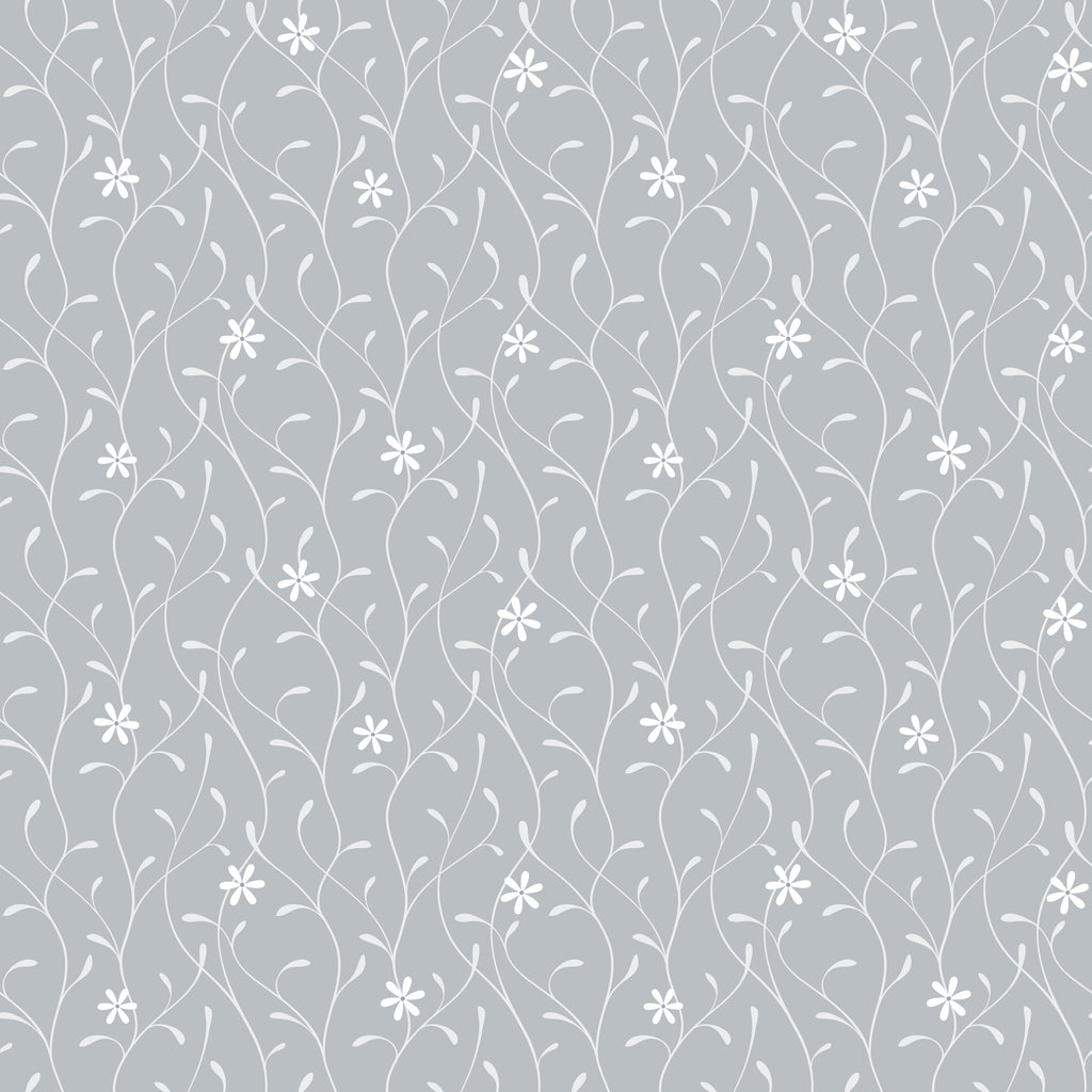 Greige Vine Floral Wallpaper