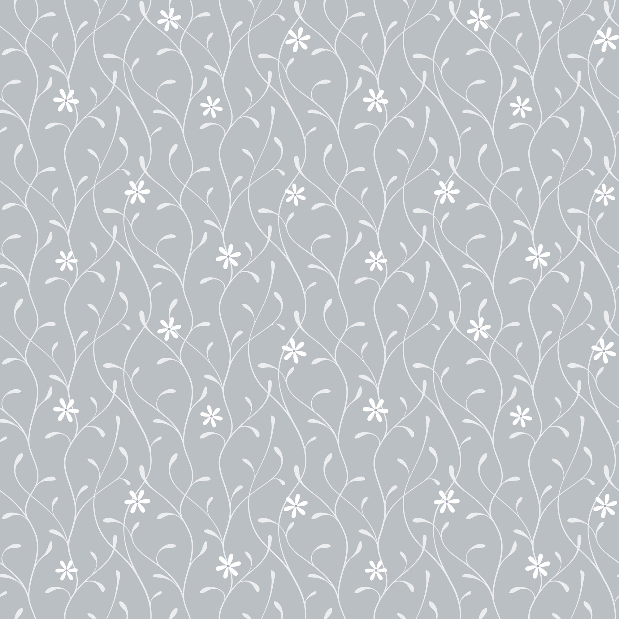 Greige Vine Floral Wallpaper