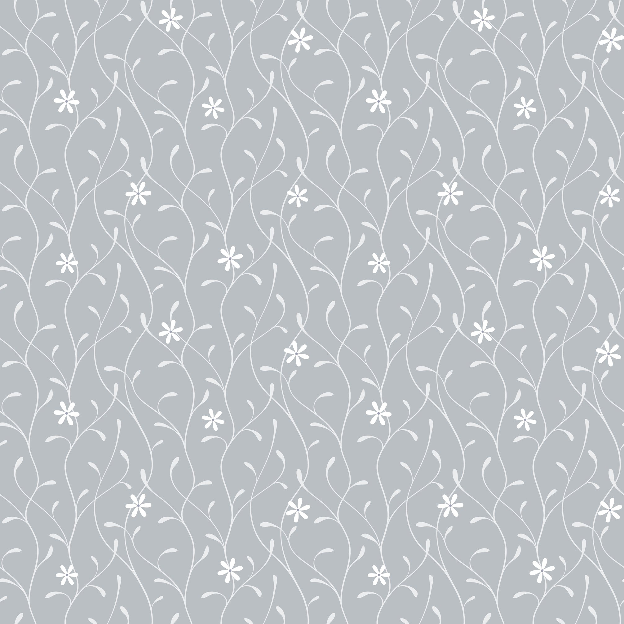 Greige Vine Floral Wallpaper