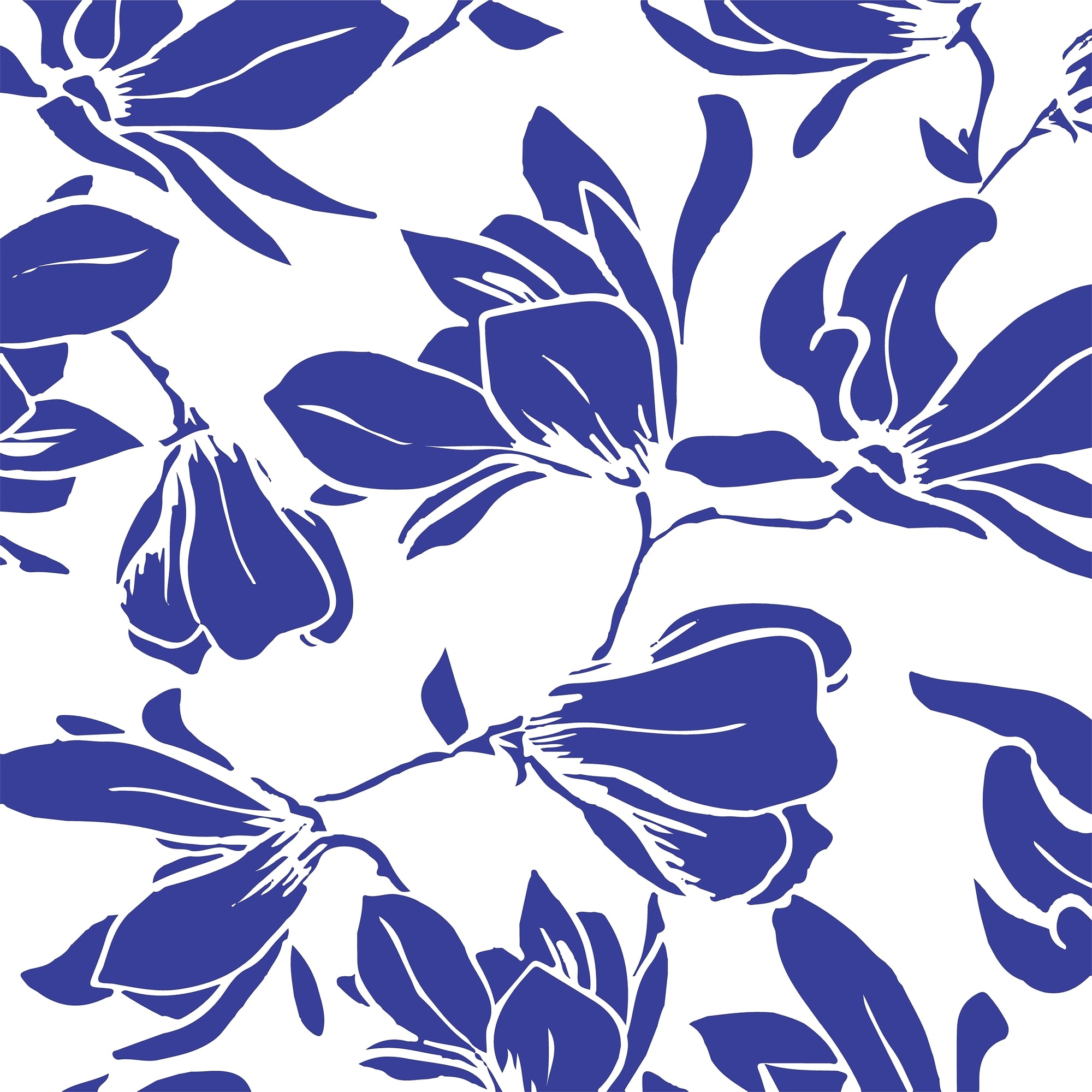 Blue Floral Silhouette Wallpaper