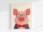 cute pig with glasses art print, poster, 18 inches x 24 inches, home decor