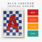 Personalized Blue Checker Kids Name Art Print
