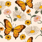 retro garden wallpaper, premium peel & stick, sample 12 inchesx12 inches, floral, wallpaper decor