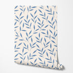 Blue Floral Leaf Wallpaper