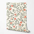 Coral Blossom Floral Wallpaper