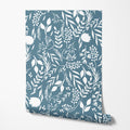 Blue Floral Silhouette Wallpaper