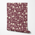 Burgundy Floral Wallpaper